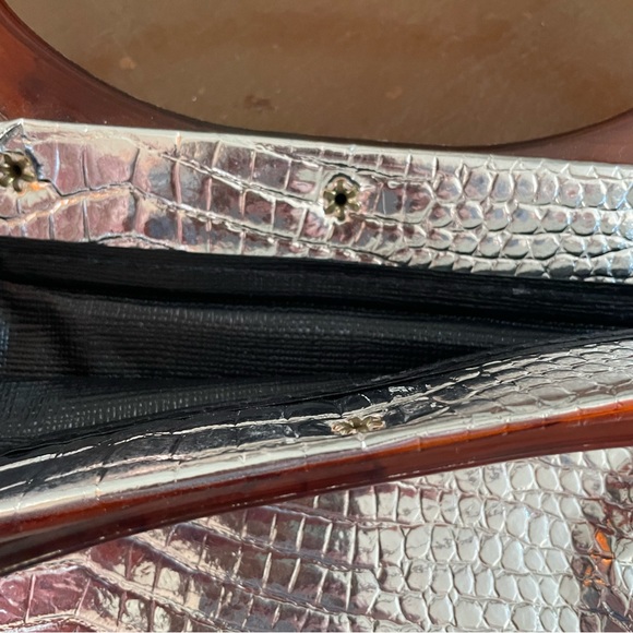 Vintage Lady Bird Silver Crocodile Pattern Tote Bag Alligator 12.75” x 15” - Picture 9 of 11